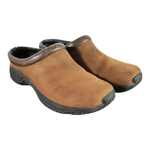 Merrell Encore Groove Slip-on Clogs Mules Women's Sz 7.5 Brown Leather Ortholite